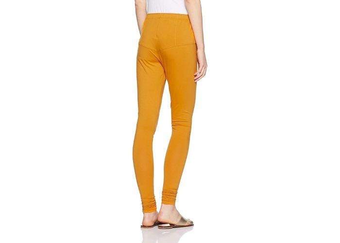 Lovely India Fashion Full Stretchable Solid Regular Shining Leggings for Women and Girls Colour Dark Mustard 