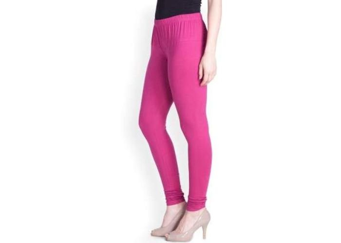 Lovely India Fashion Full Stretchable Solid Regular Shining Leggings for Women and Girls Colour Dark Pink