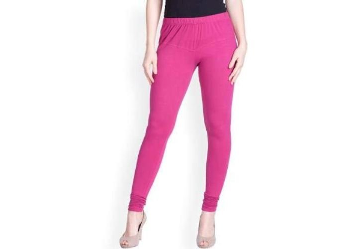 Lovely India Fashion Full Stretchable Solid Regular Shining Leggings for Women and Girls Colour Dark Pink
