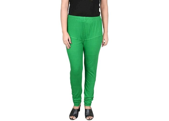 Lovely India Fashion Full Stretchable Solid Regular Shining Leggings for Women and Girls Colour Green