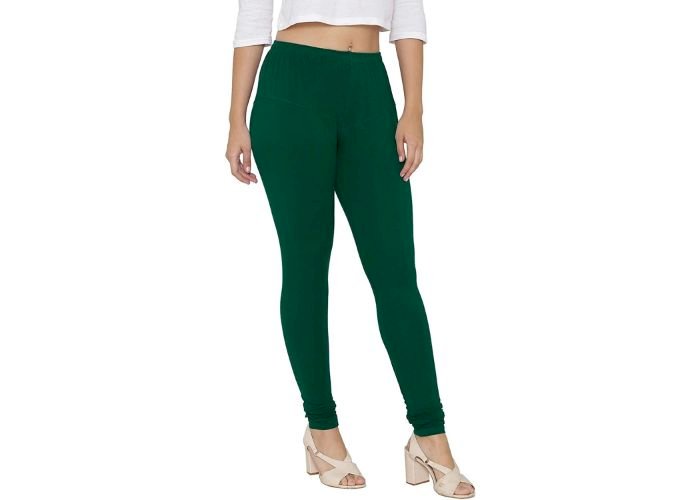 Lovely India Fashion Full Stretchable Solid Regular Shining Leggings for Women and Girls Colour Green Pine