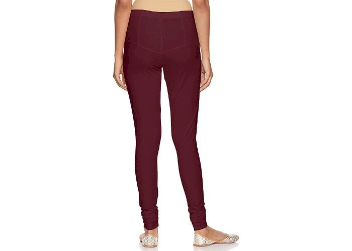 Lovely India Fashion Full Stretchable Solid Regular Shining Leggings for Women and Girls Colour Wine