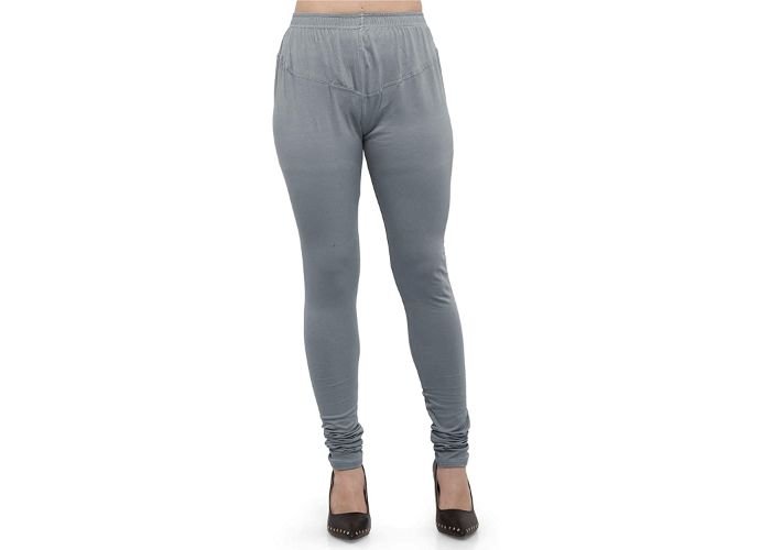 Lovely India Fashion Full Stretchable Solid Regular Shining Leggings for Women and Girls Colour Light Grey