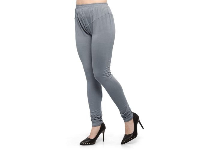 Lovely India Fashion Full Stretchable Solid Regular Shining Leggings for Women and Girls Colour Light Grey