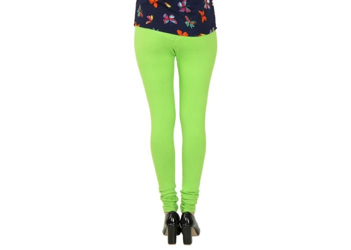 Lovely India Fashion Full Stretchable Solid Regular Shining Leggings for Women and Girls Colour Lime