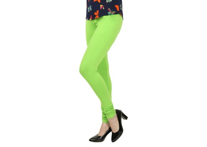 Lovely India Fashion Full Stretchable Solid Regular Shining Leggings for Women and Girls Colour Lime