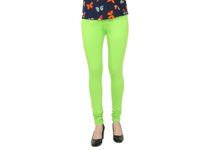 Lovely India Fashion Full Stretchable Solid Regular Shining Leggings for Women and Girls Colour Lime