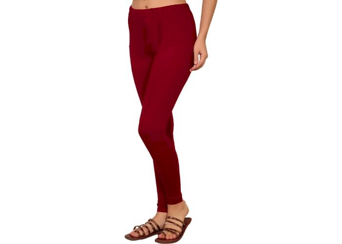 Lovely India Fashion Full Stretchable Solid Regular Shining Leggings for Women and Girls Colour Maroon