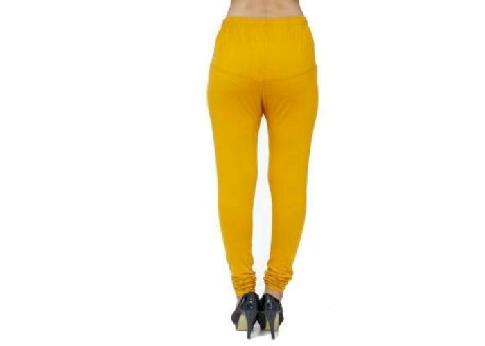 Lovely India Fashion Full Stretchable Solid Regular Shining Leggings for Women and Girls Colour Mustard