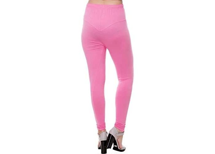 Lovely India Fashion Full Stretchable Solid Regular Shining Leggings for Women and Girls Colour Baby Pink