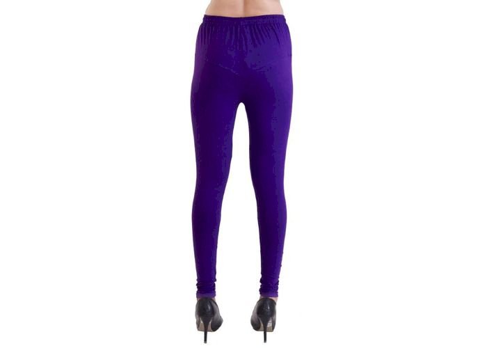 Lovely India Fashion Full Stretchable Solid Regular Shining Leggings for Women and Girls Colour Purple