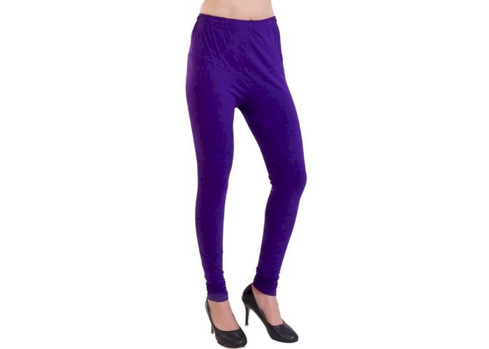 Lovely India Fashion Full Stretchable Solid Regular Shining Leggings for Women and Girls Colour Purple