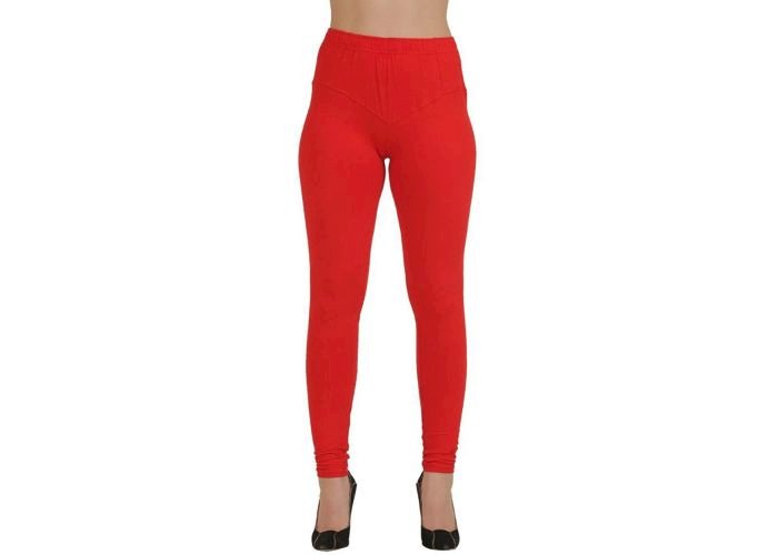 Lovely India Fashion Full Stretchable Solid Regular Shining Leggings for Women and Girls Colour Red