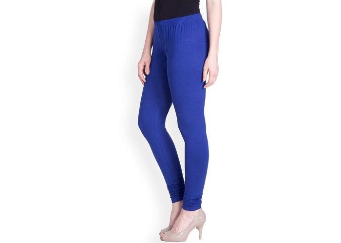 Lovely India Fashion Full Stretchable Solid Regular Shining Leggings for Women and Girls Colour Royal Blue