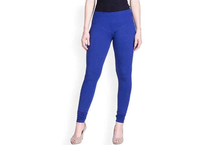 Lovely India Fashion Full Stretchable Solid Regular Shining Leggings for Women and Girls Colour Royal Blue