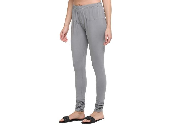 Lovely India Fashion Full Stretchable Solid Regular Shining Leggings for Women and Girls Colour Silver