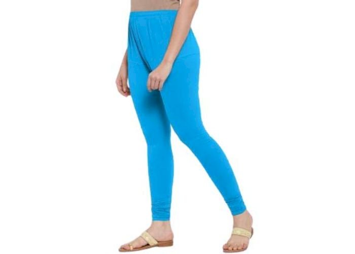 Lovely India Fashion Full Stretchable Solid Regular Shining Leggings for Women and Girls Colour Sky Blue