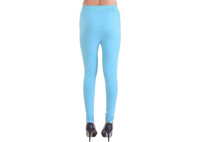 Lovely India Fashion Full Stretchable Solid Regular Shining Leggings for Women and Girls Colour Light Sky Blue