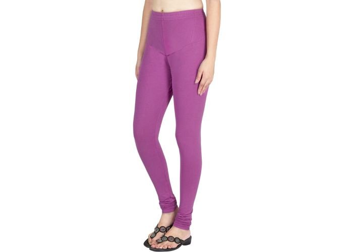 Lovely India Fashion Full Stretchable Solid Regular Shining Leggings for Women and Girls Colour Violet