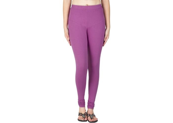 Lovely India Fashion Full Stretchable Solid Regular Shining Leggings for Women and Girls Colour Violet