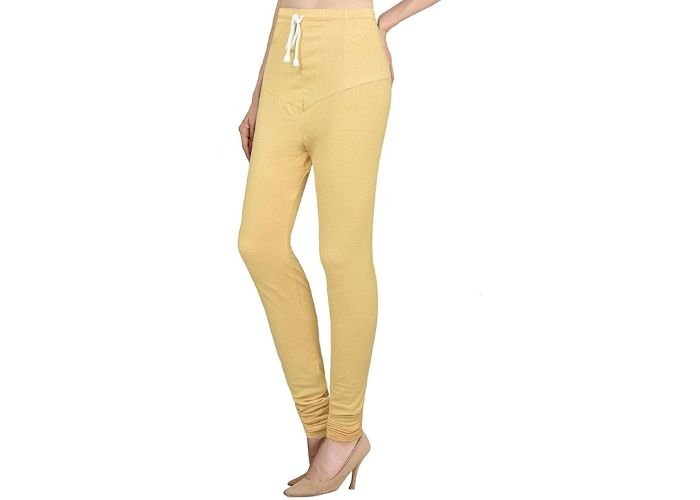 Lovely India Fashion Full Stretchable Solid Regular Shining Leggings for Women and Girls Colour Wheat