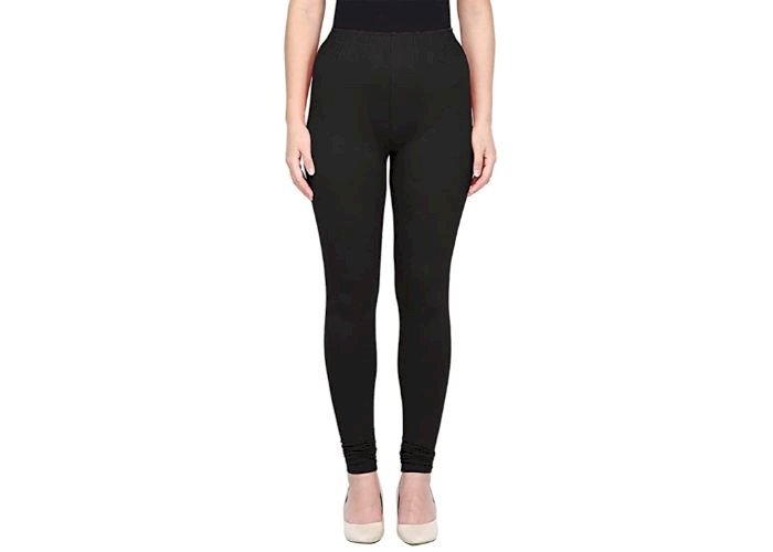 Lovely India Fashion Full Stretchable Solid Regular Shining Plain Leggings for Women and Girls Colour Black