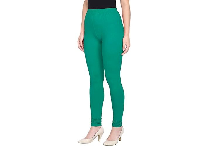 Lovely India Fashion Full Stretchable Solid Regular Shining Plain Leggings for Women and Girls Colour Blue Green