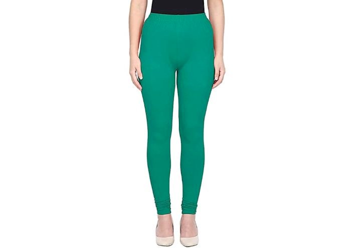 Lovely India Fashion Full Stretchable Solid Regular Shining Plain Leggings for Women and Girls Colour Blue Green