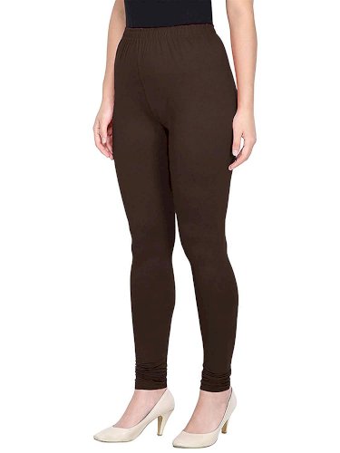 Lovely India Fashion Full Stretchable Solid Regular Shining Plain Leggings for Women and Girls Colour Brown